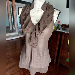 Mauve brown sleeveless sheer ruffle shirt & three others as bundle
